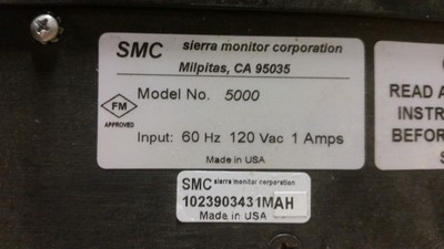 SMC Sentry Model 5000 Gas Monitor Controller 120Vac w/ Calibration Fitting S14