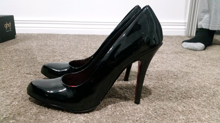 Red sole black patent SIREN shoes