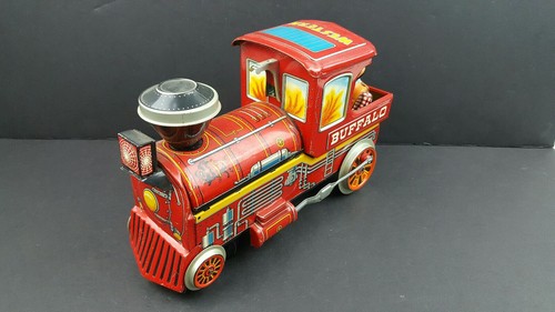 WESTERN BUFFALO TIN LITHO TRAIN CONDUCTOR Trade Mark Modern Toys Red Engine