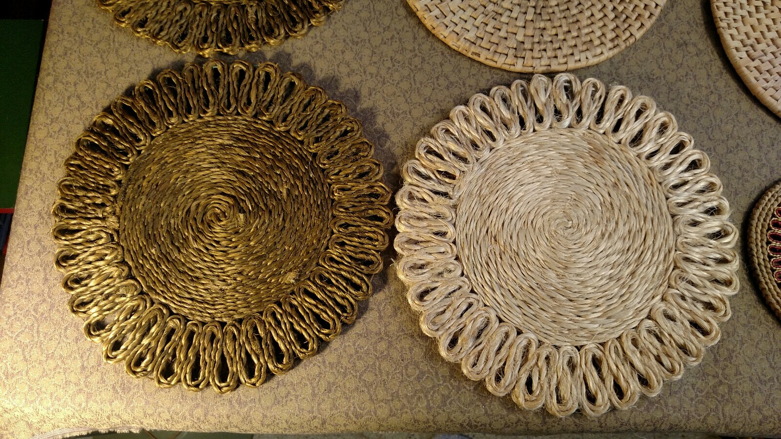 9 Vintage Hemp & Abaca Trivets Wicker Straw Hot Pads Pot Holders Woven Trivets