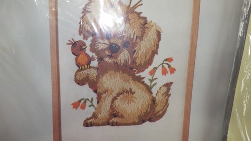 2 Crewel Embroidery Craft Kits Sunshine in your Heat and Puppy NIP 1979