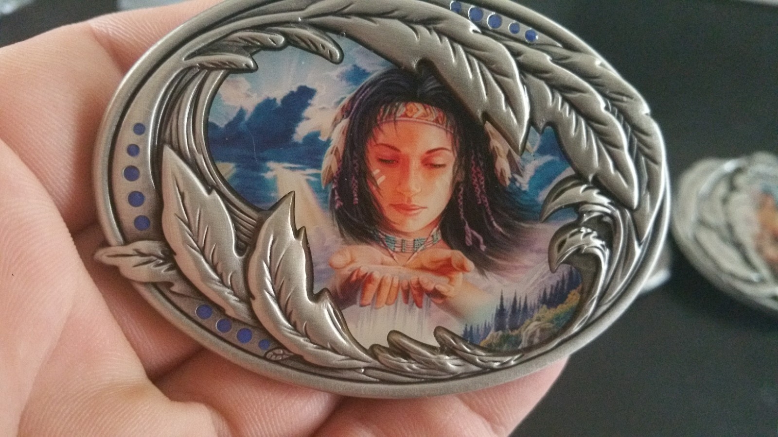 3  WOMENS BELT BUCKLE ARROWHEAD WOLF WOLVES FEATHERS