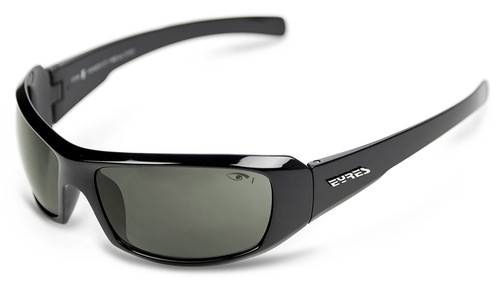 Eyres THUNDER Shiny Black Frame Polarised Grey Lens Eye Protection Sunglasses
