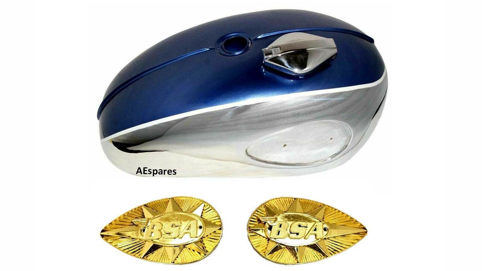 BSA A65 THUNDERBOLT BLUE PAINTED CHROME PETROL GAS FUEL TANK  
