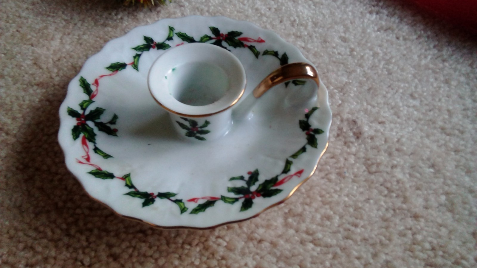 Lefton Christmas Candle Holder with Candle