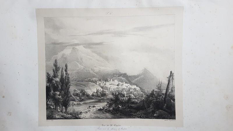Lithographie Originale Engelmann  1826 Vue Saint-Claude Chemin De Nantua Fc