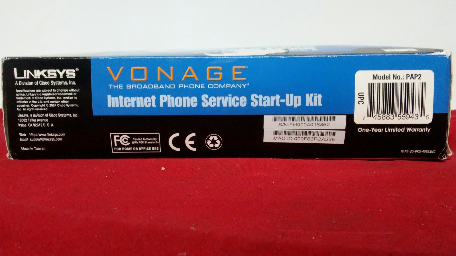 Linksys PAP2 Vonage Start Up Kit, VOIP Phone Adapter 2 Port                  A1