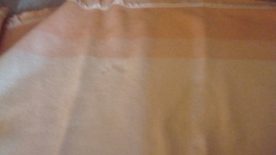 Vintage St Mary's Peach & Beige Colored Blanket  Satin Trim
