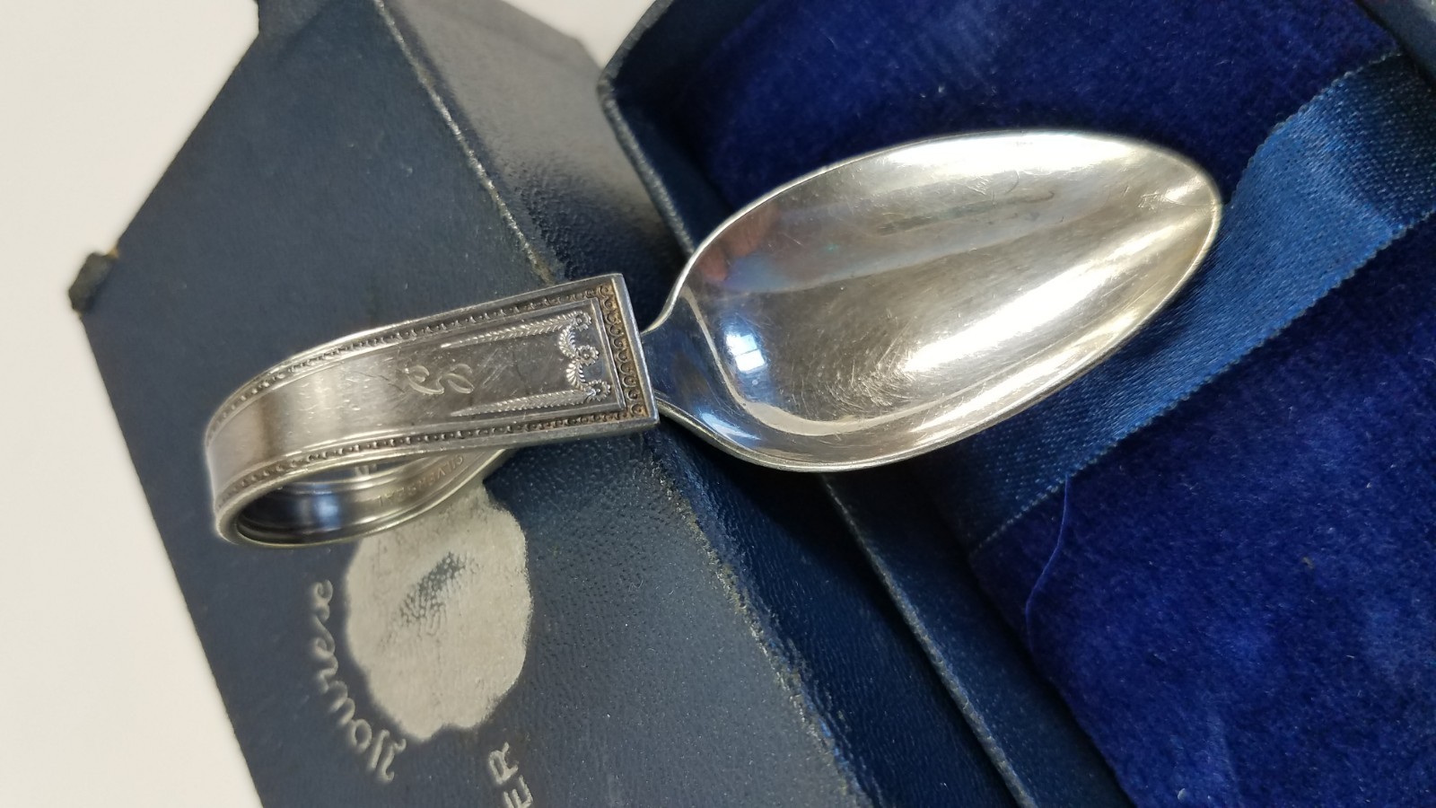 Yourex Silver Seal BENT HANDLE BABY SPOON in Original Box