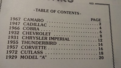 Cross Stitch Leaflet MEN & Boys VINTAGE CLASSIC CARS Model A Corvette Camero ++