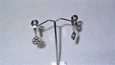 Punk Pentagram Earrings Hoop Pentacle Gothic Ear Stud Fashion Wicca Satanic Goth