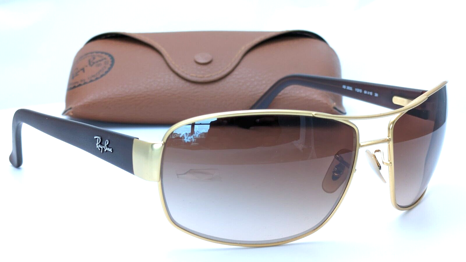 Ray-Ban RB3503L 112/13 Matte Gold-Dark Brown Rectangle