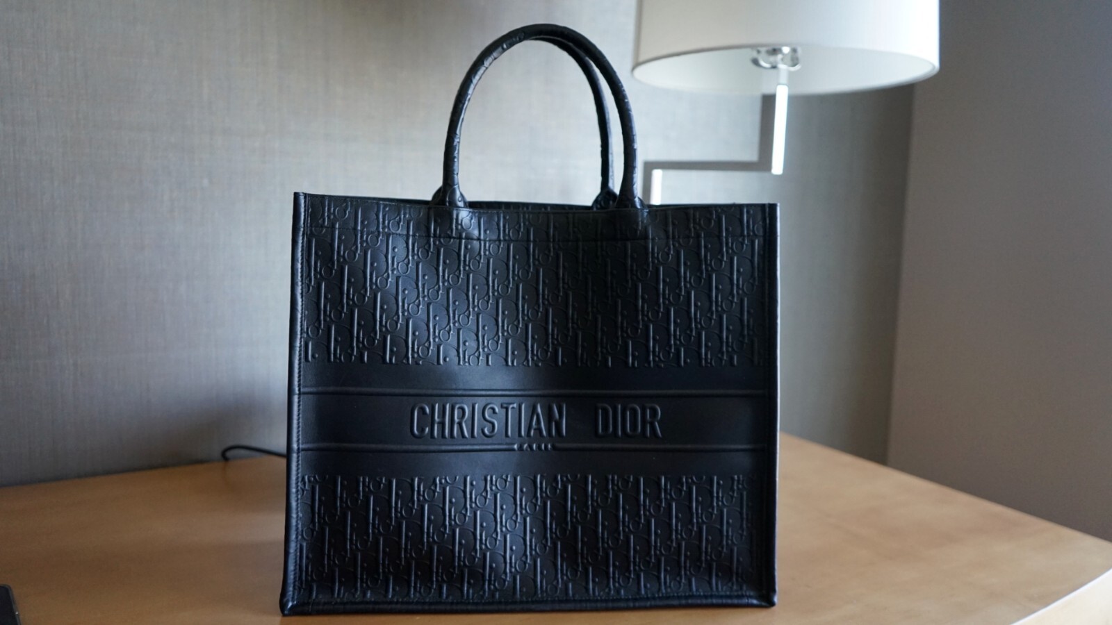CHRISTIAN DIOR BLACK CALFSKIN OBLIQUE EMBOSSED LARGE BOOK CHRISTIAN DIOR BLACK CALFSKIN OBLIQUE EMBOSSED LARGE BOOK
