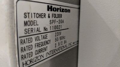 HORIZON VAC-100 TOWER, SPF-20A, FC-20A AUTOMATED BOOKLET MAKER; Bourg, Duplo