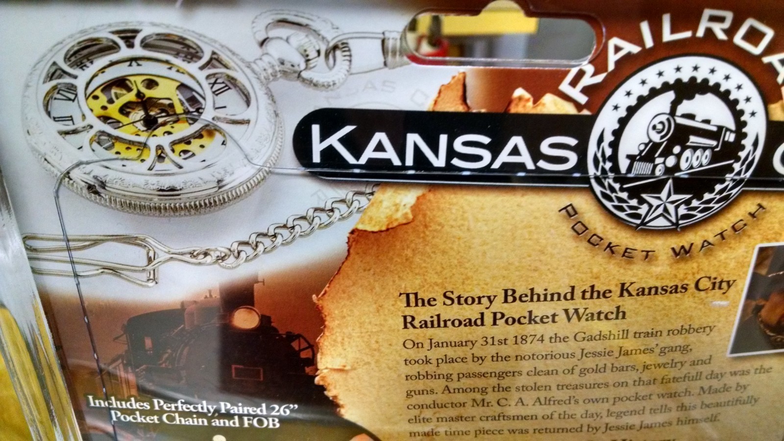 KANSAS CITY RAILROAD POCKET WATCH! NIB