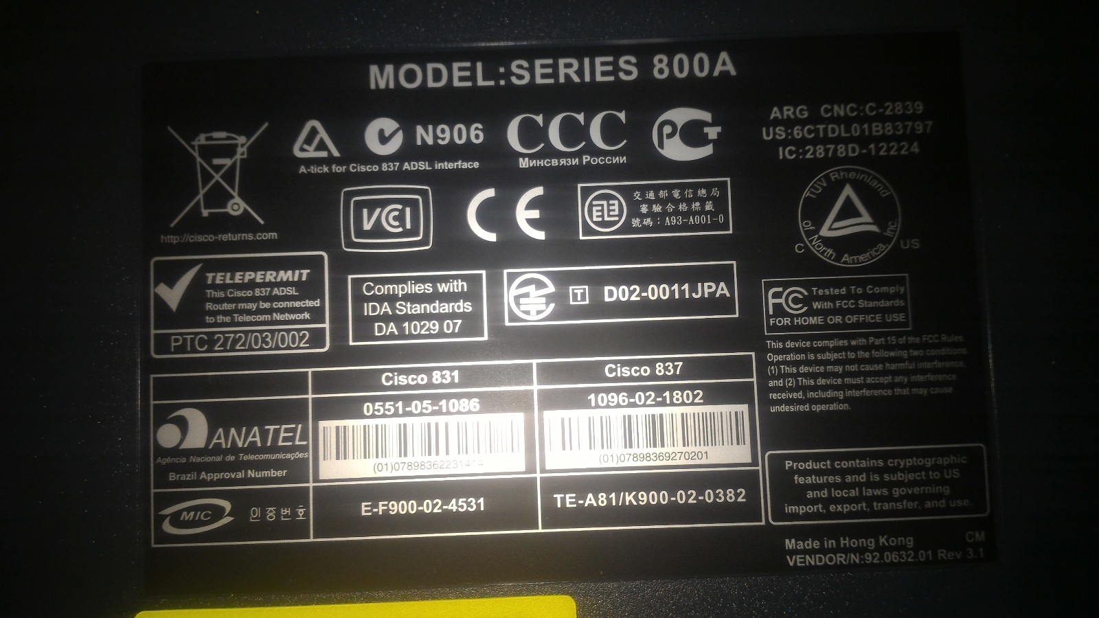 Cisco 837  Router w/ Power Supply & cables ( PLUS an extra Cisco 837 Router)