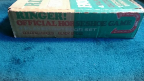 Vintage Globe Ringer Official Rubber Horseshoe Game 4 Player Outdoor Set w/ Box