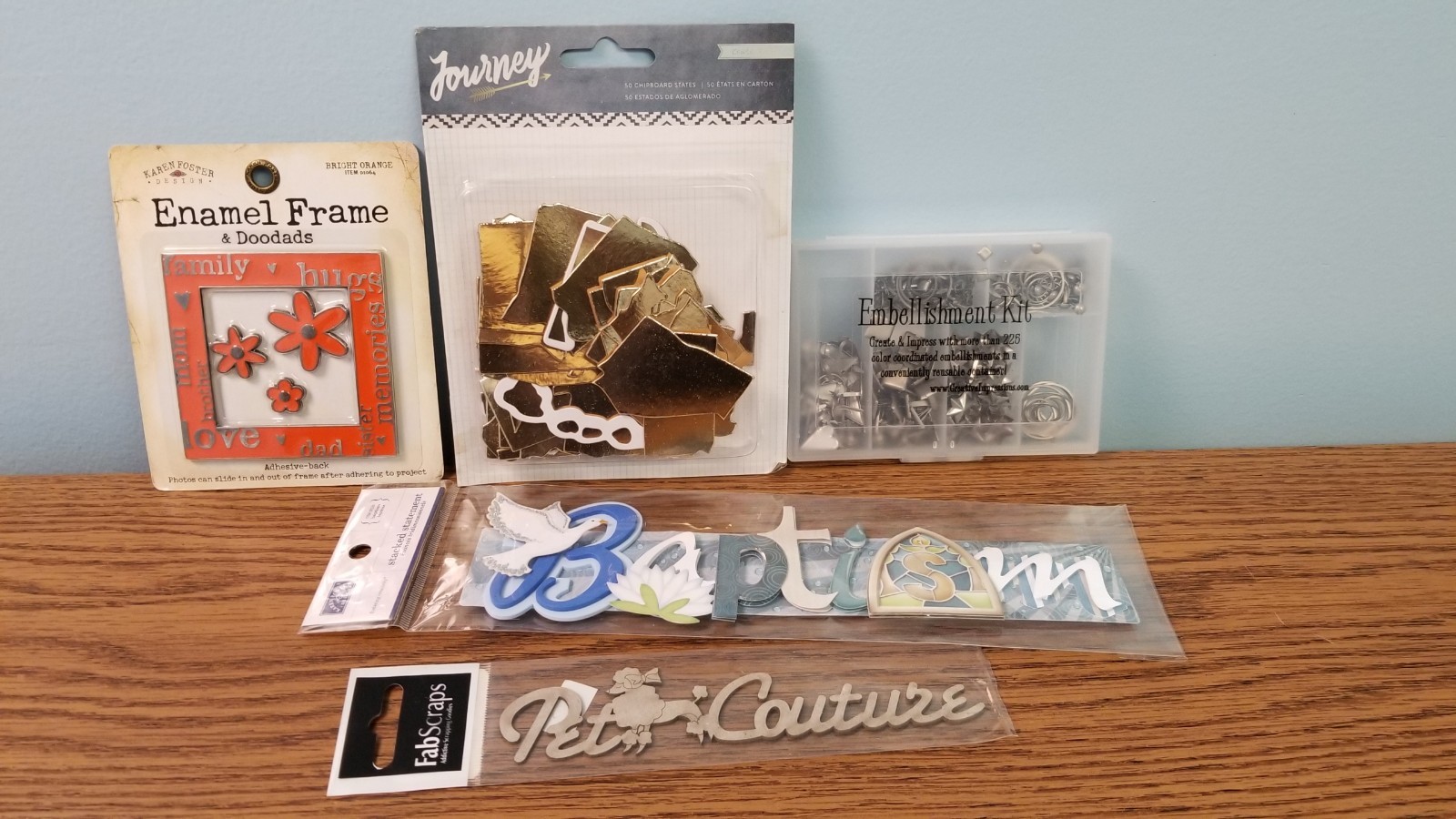 SCRAPBOOKING EMBELLISHMENTS; WEDDING, PET, STATES, BAPTISM AND MORE CARD MAKING