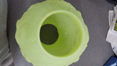 Vintage Yellow/green glass lamp shade globe. Floral design.
