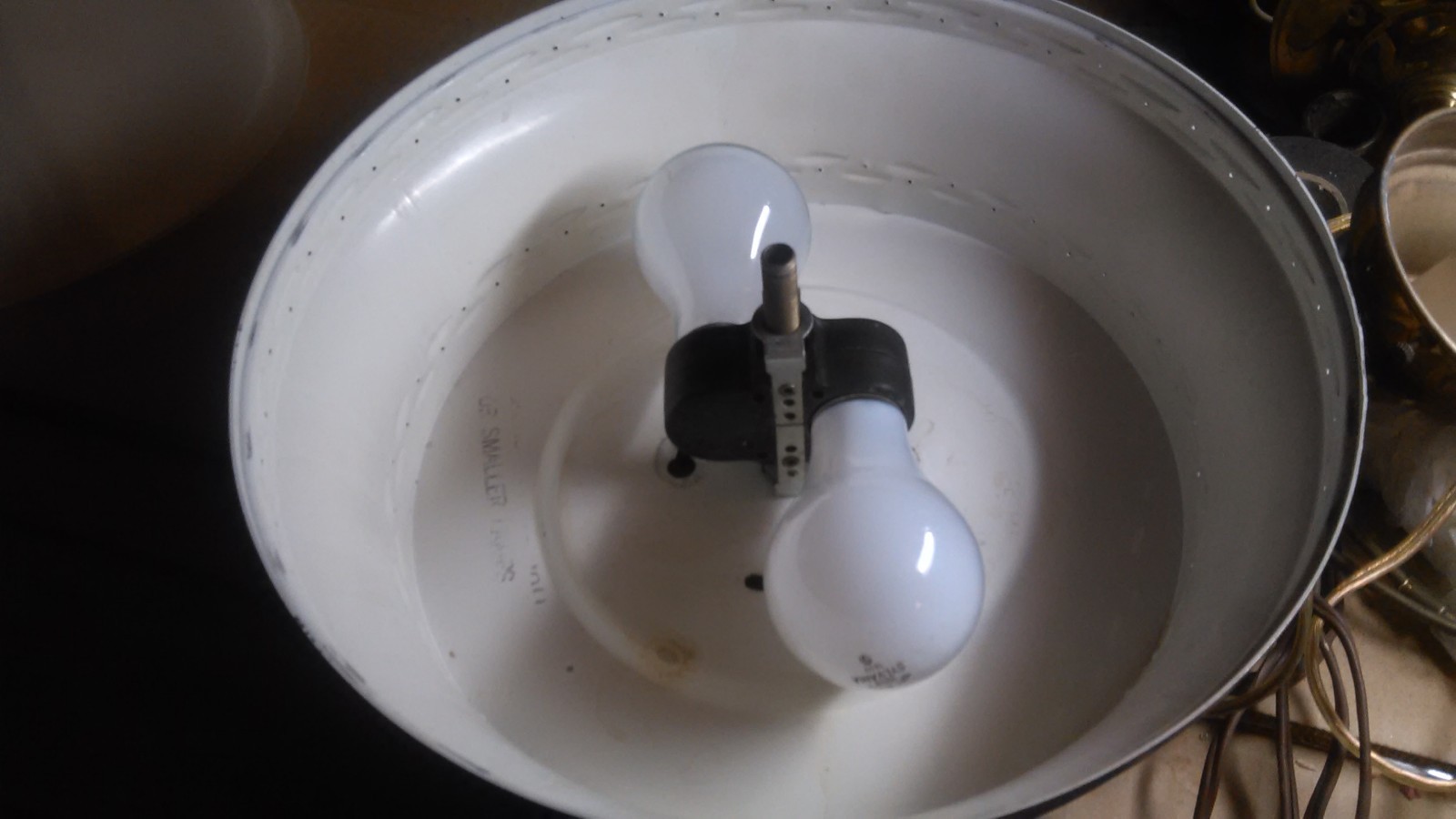 MIDCENTURY COLONIAL COPPER BARNISH ALUMINUM KITCHEN SURFACE MOUNT LIGHT FIXTURE