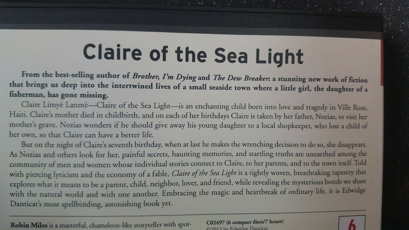 Recorded Books- Claire of the Sea Light By Edwidge Danticat 6 Disc Set