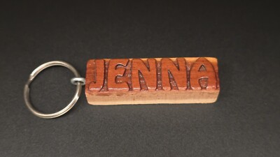 Keychain JENNA Personalized Custom Name Fob Wood Key Ring Unique Gift Idea