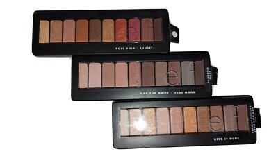 Elf Eyeshadow Palette- Set of 3; Rose Gold-Sunset, Need it Nude, Nude Mood