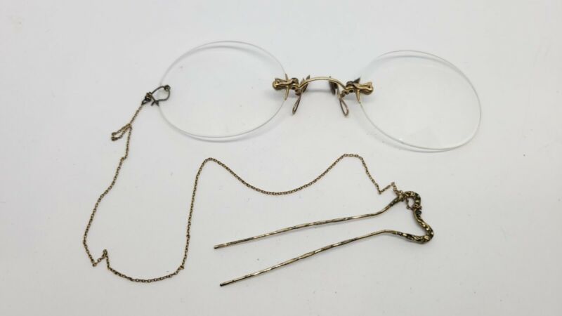 Antique 10k Gold SHURON Eye Glasses with Chain