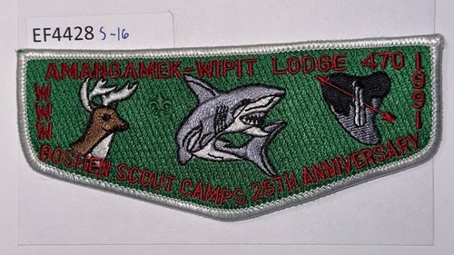 Boy Scout OA Lodge Flap Amangamek-Wipit Lodge 470 S-16 1991 Boshen Scout Camps