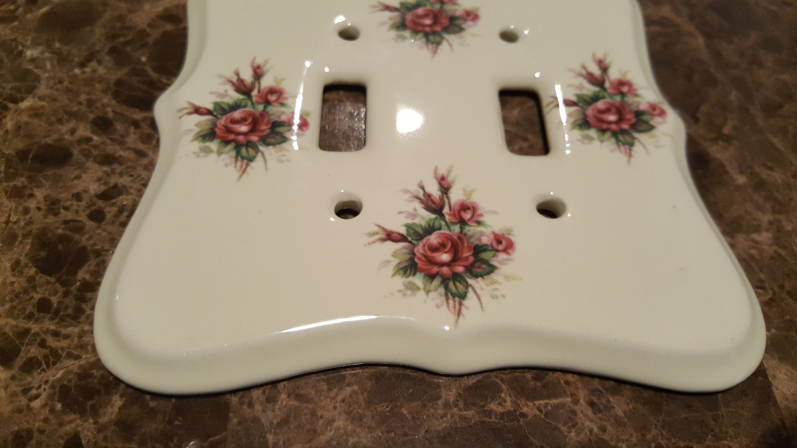 Vintage VB Athena Porcelain Double Light Switch Cover.