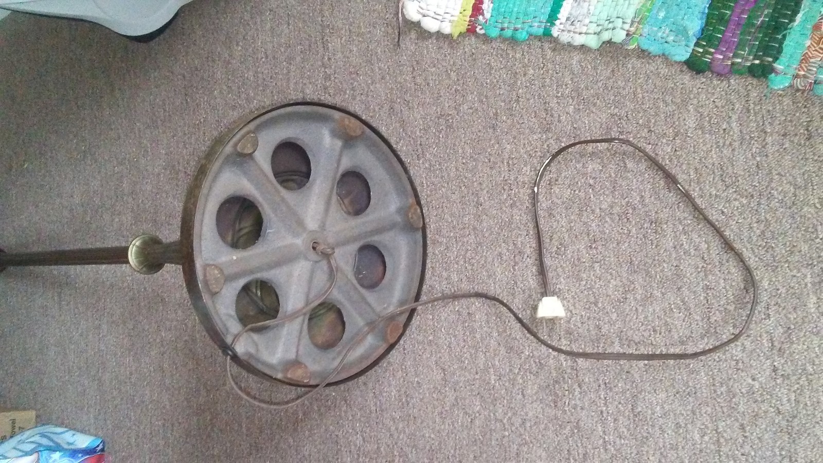 Vtg Heavy Brass Swing Arm Swivel Floor Lamp no shade Art Deco Read Light