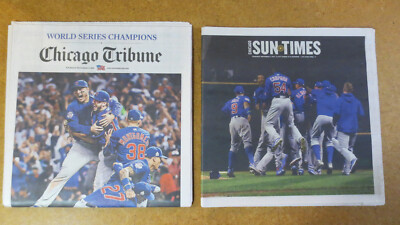 Chicago Cubs Win World Series Newspaper Chicago Tribune & Chicago Sun Times NEW