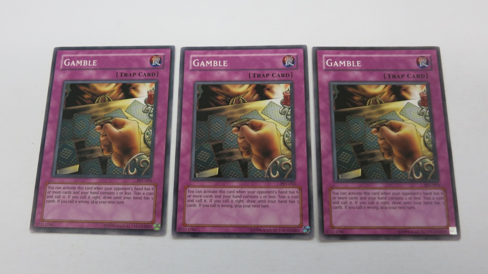 遊戯王　3点セット！！ 3x GAMBLE PLAYSET TRAP CARD UNLIMITED EDITION PSV-053 COMMON