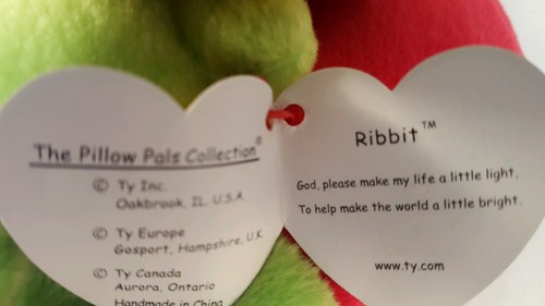 Ty Ribbit Red Frog Soft Floppy Large Plush Huggable Cuddly With Tag 1998