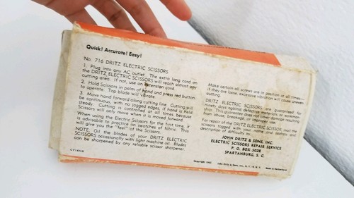 Vintage Dritz electric scissors shears sewing retro decor crafts 60s