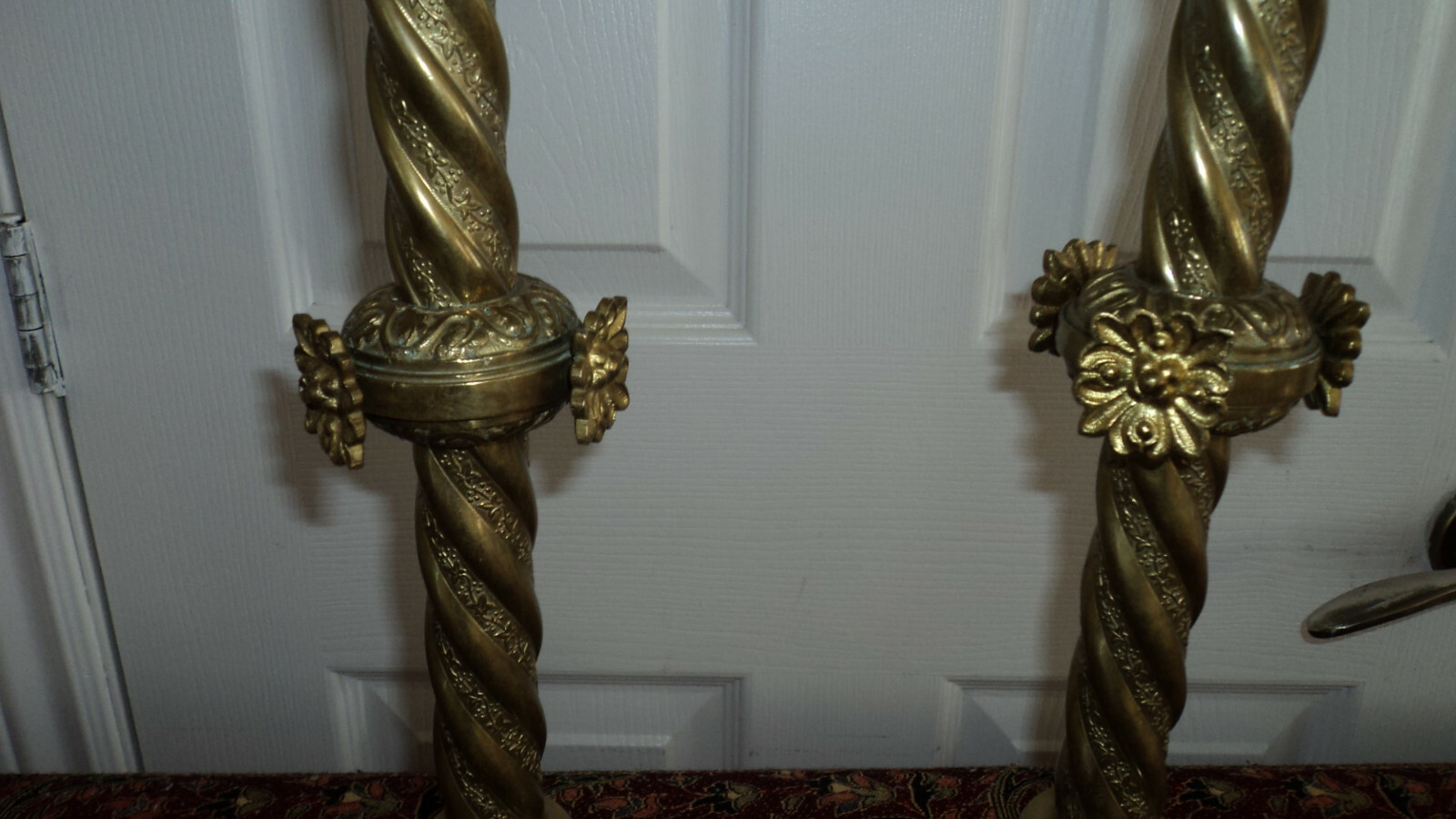 vintage pair religious church alter brass candle holders 17 3/4