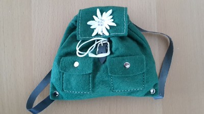 Filz m grün Edelweiß Rucksack für Puppen und Bären 13 * 12 cm