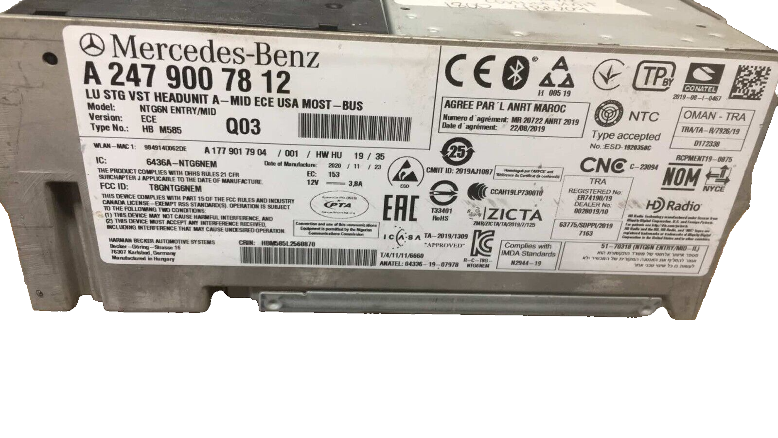 A 247 900 78 12 Mercedes-Benz E220 Control Unit computer