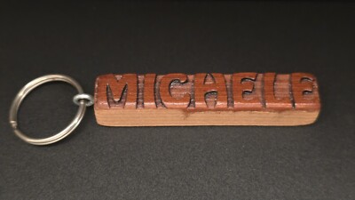 Keychain MICHELE Personalized Custom Name Fob Wood Key Ring Unique Gift Idea