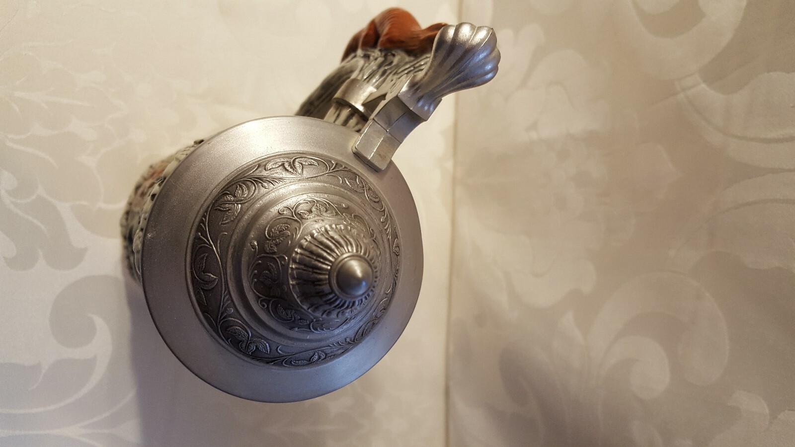 Vintage German Beer Stein With Pewter Lid