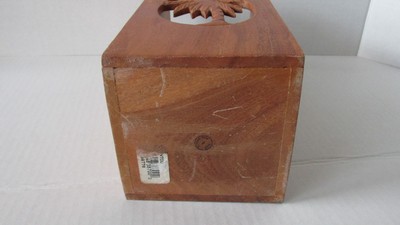 Wood Carved Palm Tree Wine Carrier Box ~ 9.25