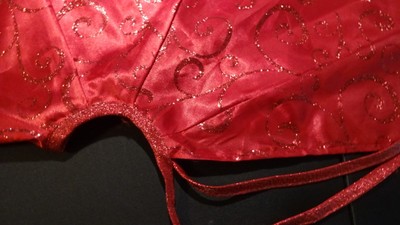 CHRISTMAS TREE SKIRT or Tablecloth All Red w/ Glitter Pattern  46