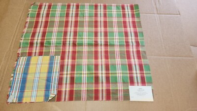 bassett mcnab fabric Sample- Rayon/ Poly- Taffeta Plaid- 26''×35'' E1524-6