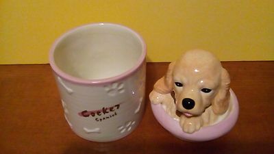 COCKER SPANIEL Porcelain Dog Treat Cookie Jar Ceramic Figurine Quality DNC   NIB
