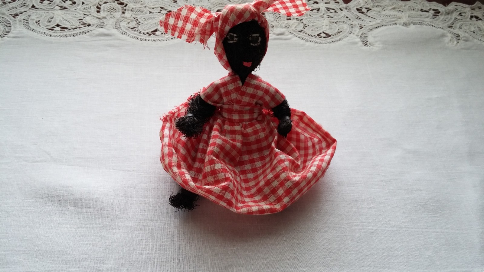 Vintage Black Doll  7 inches Fabric Handmade Cajun True Primitive