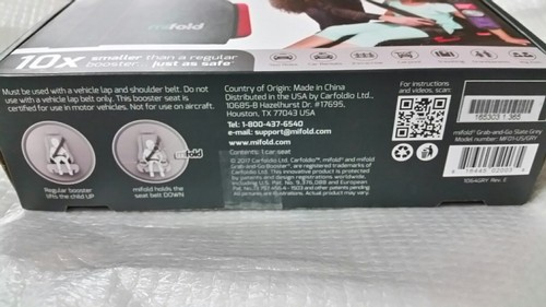 Mifold the child grab and go booster slate grey 40 - 100lbs. 4+ 40-57 inches