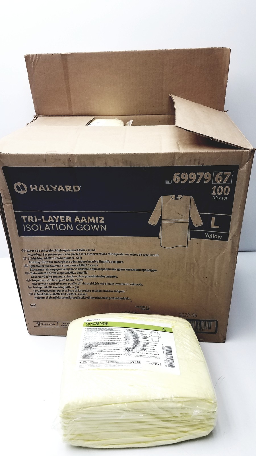 100 Count Case Halyard Tri Layer AAMi 2 Isolation Gown Size L - Case of 6