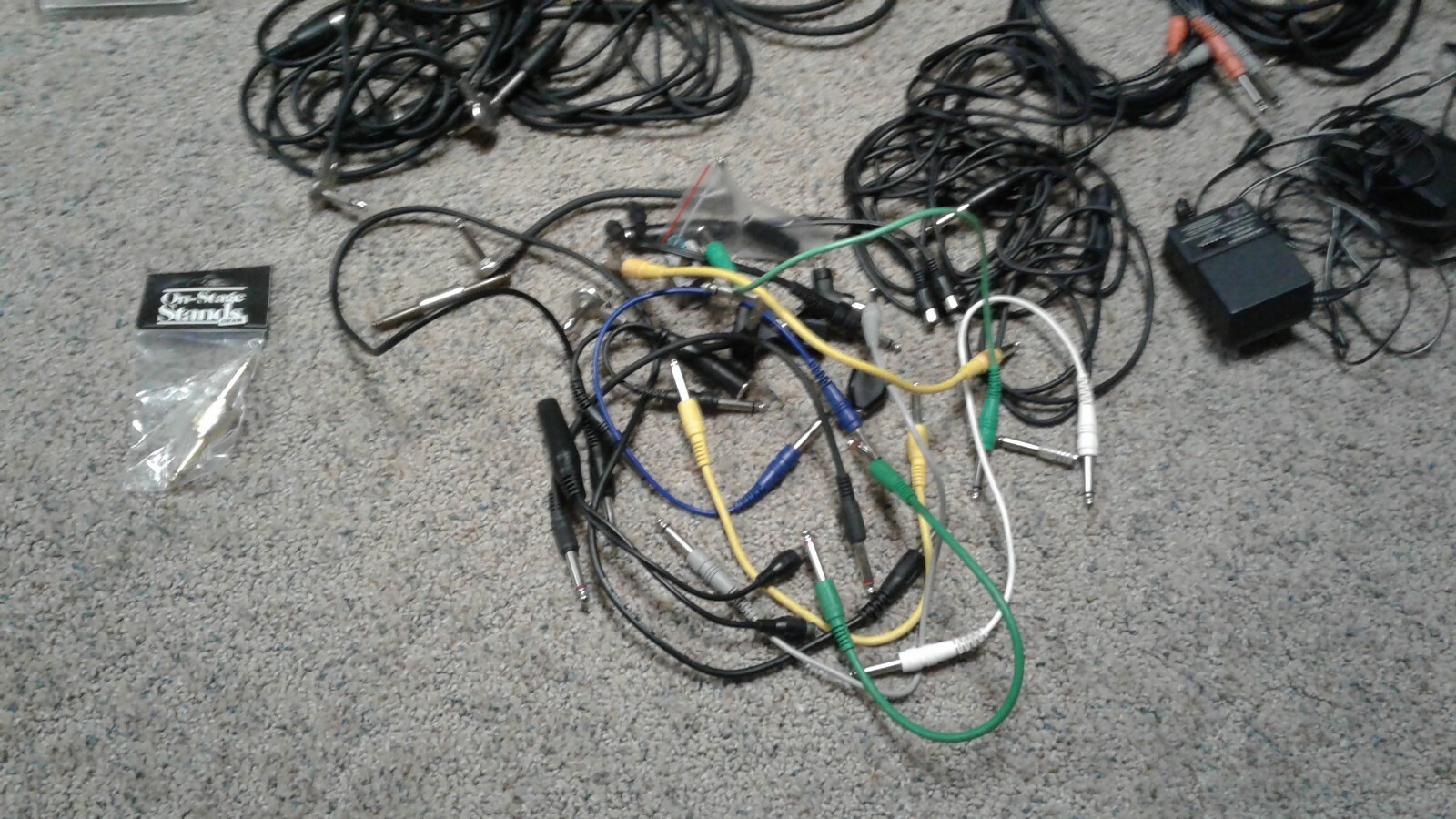 Large lot of Guitar, AMP, Speaker Cable Cords , power supplies misc stuff