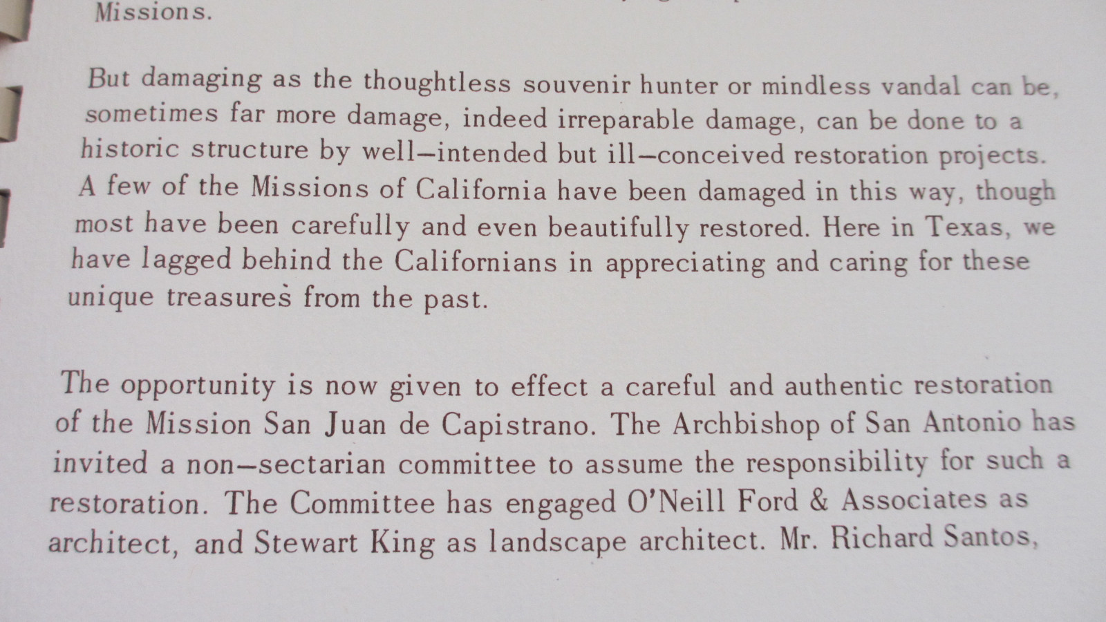 60's Restoration Mission San Juan de Capistrano~San Antonio TEXAS~O'Neill Ford