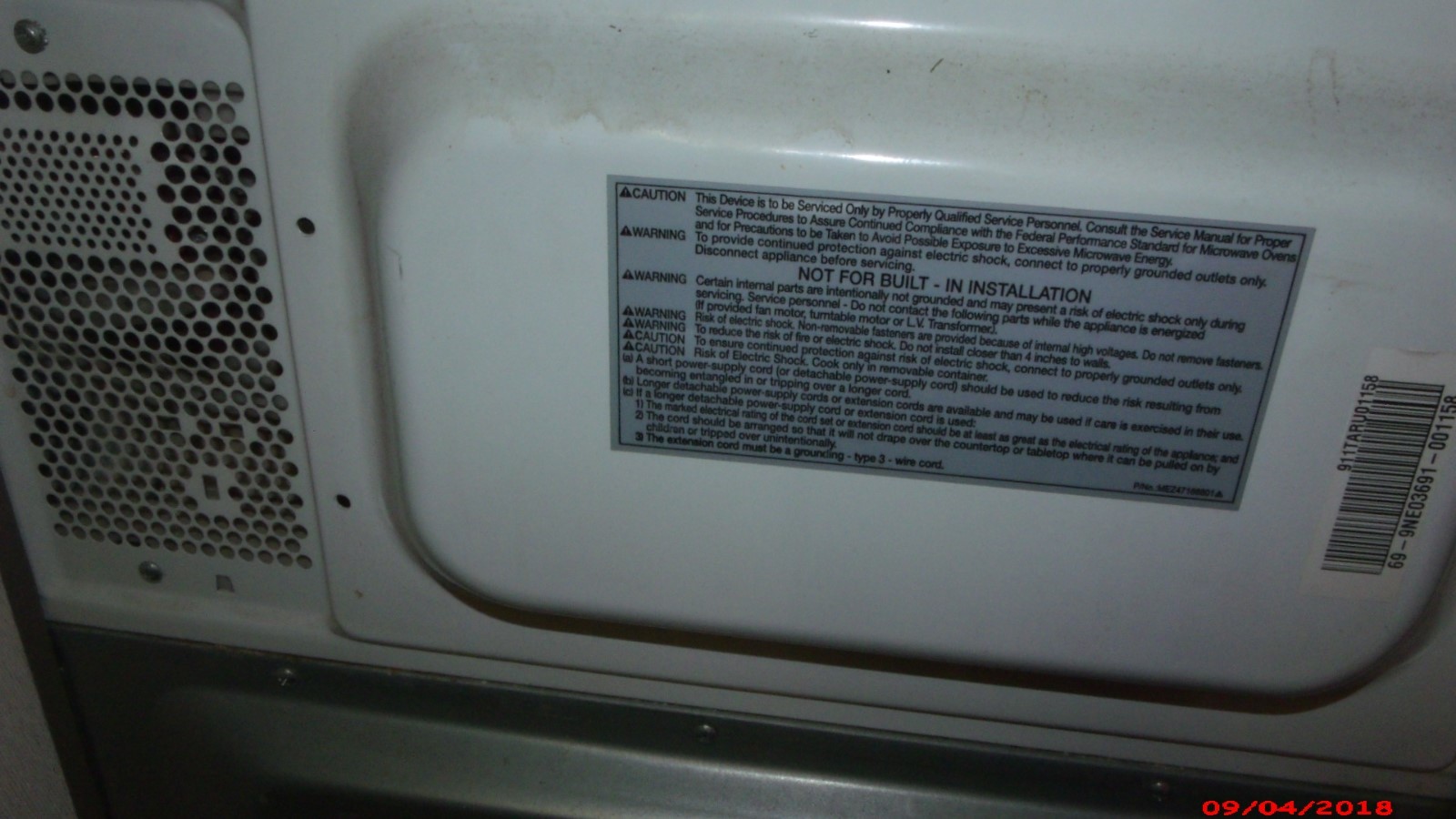 SS Kenmore Microwave/ Pizza Oven